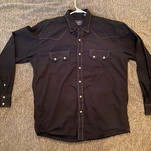 Very sharp Black Western shirt with mother of pearl snaps, white stitching